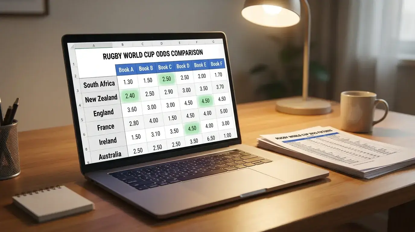 Side-by-side comparison of Rugby World Cup outright prices across UK sportsbooks