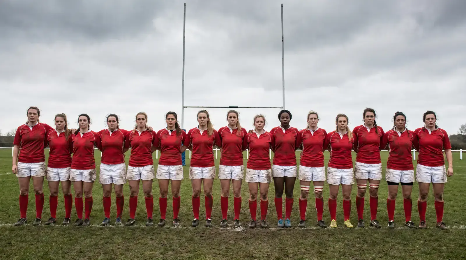 England Red Roses lining up before kick-off at the Women's Rugby World Cup