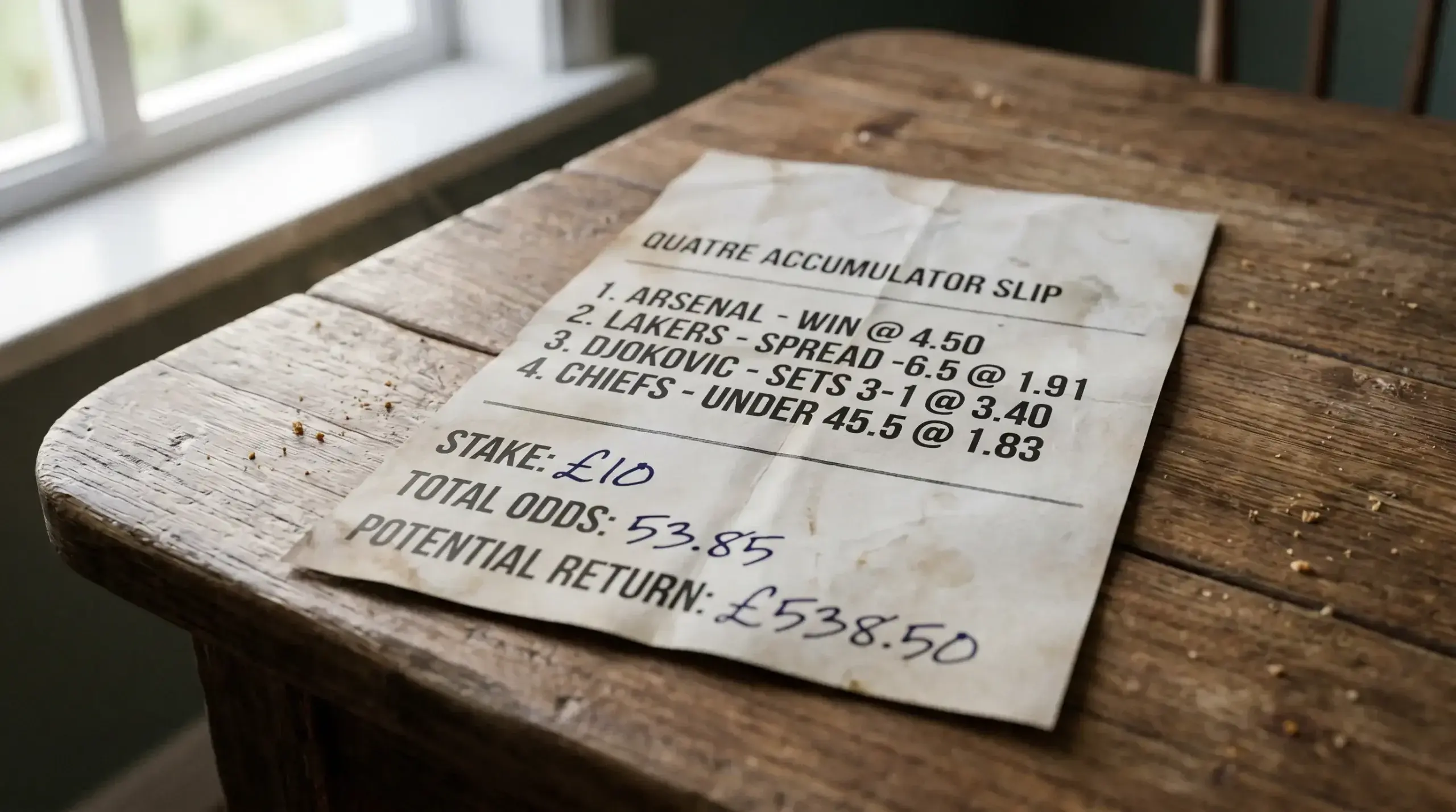 Printed paper accumulator slip with four selections listed and combined returns annotated