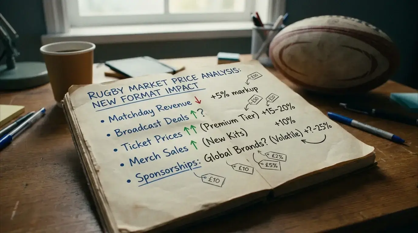Handwritten notes on how the new format will affect rugby market prices