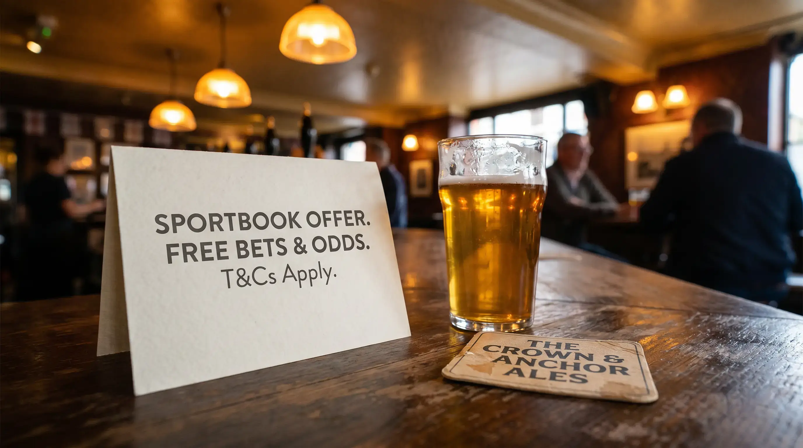 A plain sportsbook promotional leaflet flat on a counter